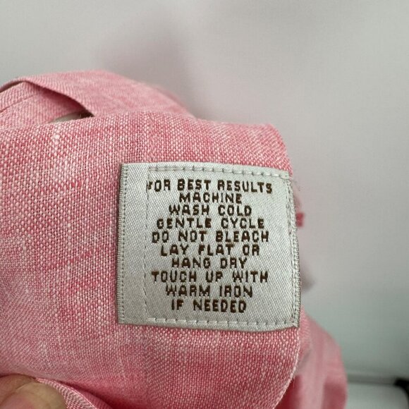 Peter Millar Pink 100% Linen Button Down Short Sleeve Shirt Mens Size XL - Picture 6 of 6